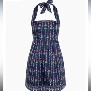 Hill House Home The Fleur Mini Dress in Navy Trailing Fern